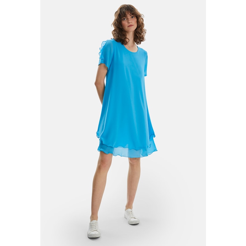 Thumbnail of Short Sleeve Wave Hem Dress Turquoise image