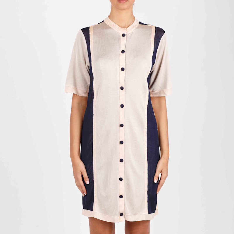 Thumbnail of Short Two Colour Dress With Buttons Separated From Each Other By Edging image