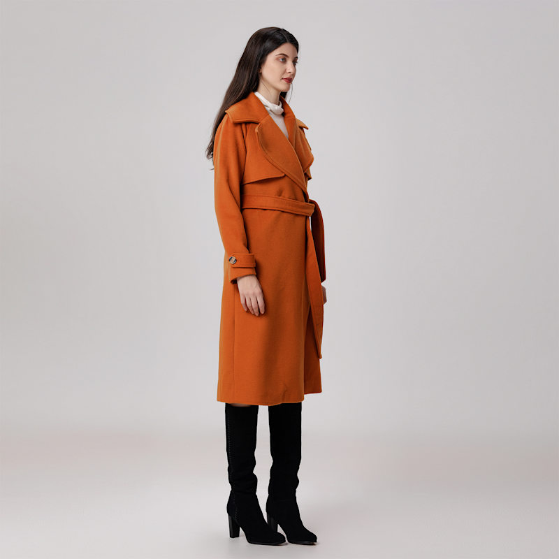 Shoulder Flaps Woolen Coat - Orange | Smart and Joy | Wolf & Badger