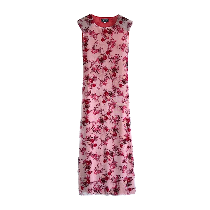 open lace back dress She+Sky Magenta Shoulder Pad Square Neck Ruffle Dress main image 1