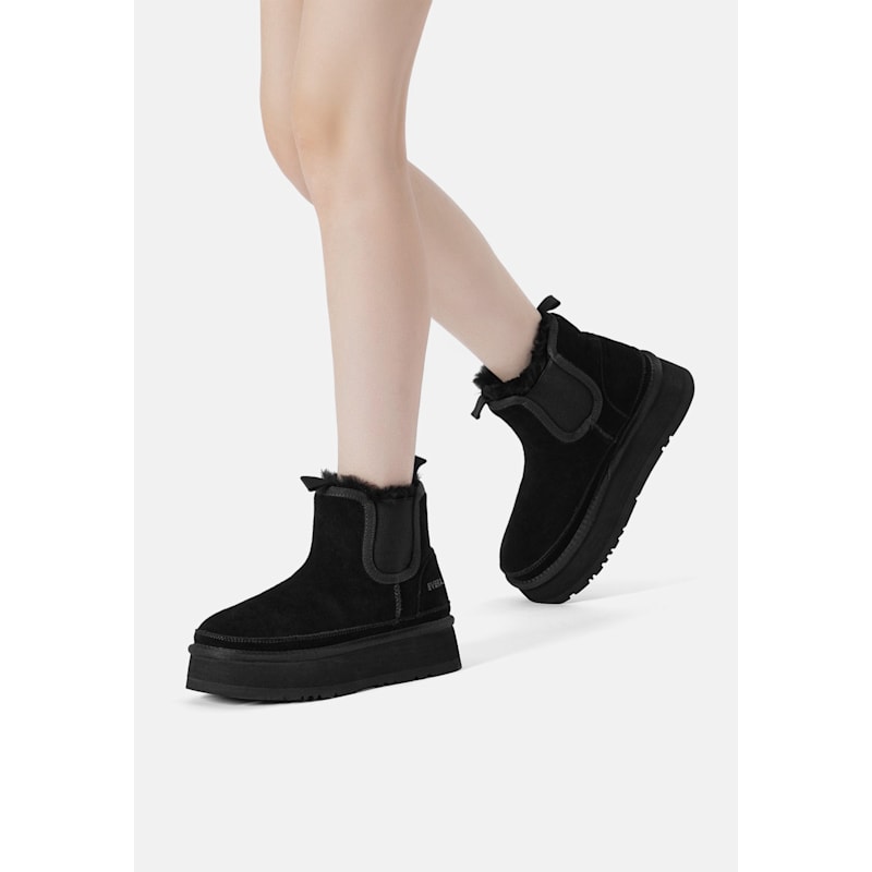 Thumbnail of Shoveler Leather Platform Short Chelsea Boots In Black image