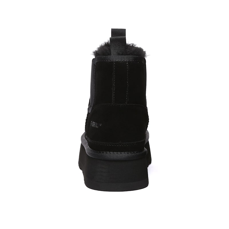 Thumbnail of Shoveler Leather Platform Short Chelsea Boots In Black image