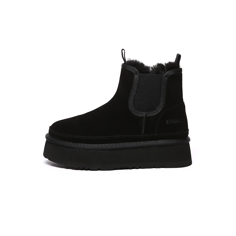 Thumbnail of Shoveler Leather Platform Short Chelsea Boots In Black image
