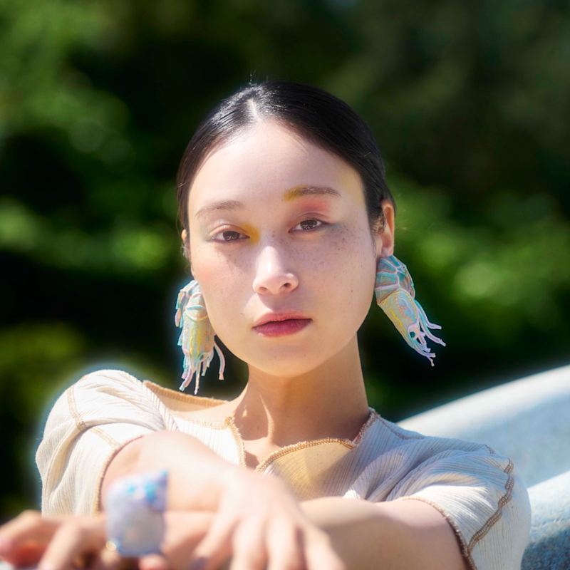 Shrimps Statement Sculptural Earrings - Aqua | NANA WATANABE