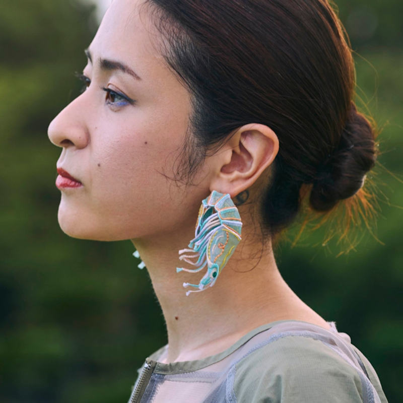 Thumbnail of Shrimps Statement Sculptural Earrings - Aqua image