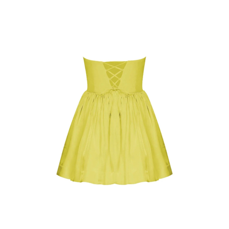 Thumbnail of Sibby Strapless Satin Mini Dress In Marigold image