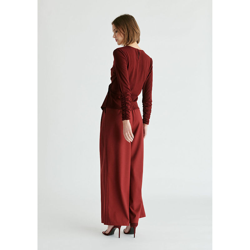 Thumbnail of Side Button Jersey Wrap Top In Burgundy image