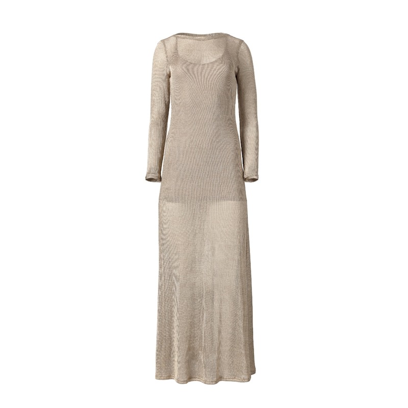 Women's Side-Slit Gold Maxi Dress | Small | Lita Couture