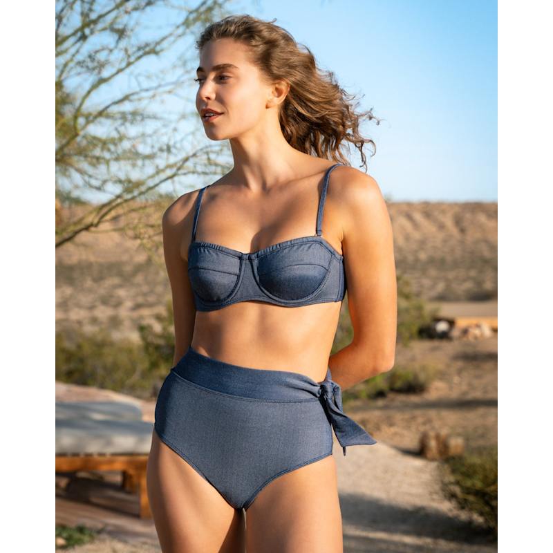 Thumbnail of Side Tie High Waist Bottom In Indigo Twill image