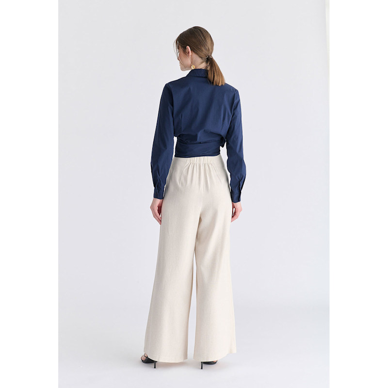 Thumbnail of Side Tie Wrap Blouse In Navy image