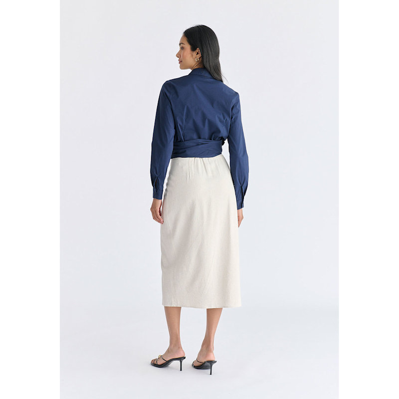 Thumbnail of Side Tie Wrap Blouse In Navy image