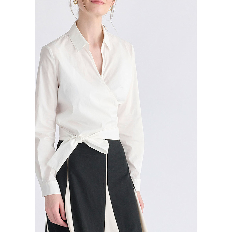 Thumbnail of Side Tie Wrap Blouse In White image