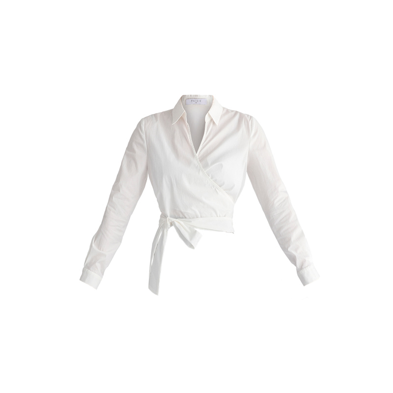 Thumbnail of Side Tie Wrap Blouse In White image