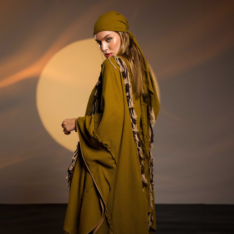 Thumbnail of Sidra Poncho Brown - Boho Unisex Cape Kimono image