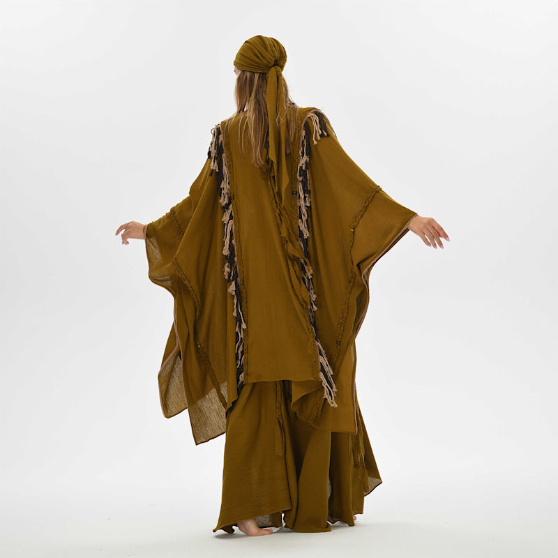 Thumbnail of Sidra Poncho Brown - Boho Unisex Cape Kimono image
