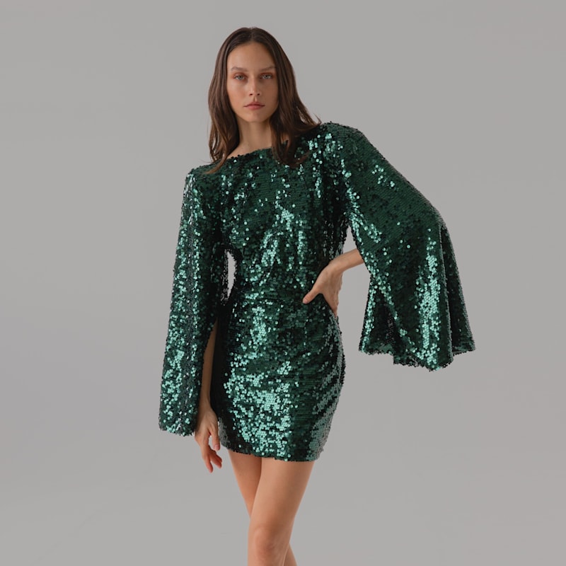 Thumbnail of Sienna Open Back Cocktail Party Dress Mini In Absinth Green image