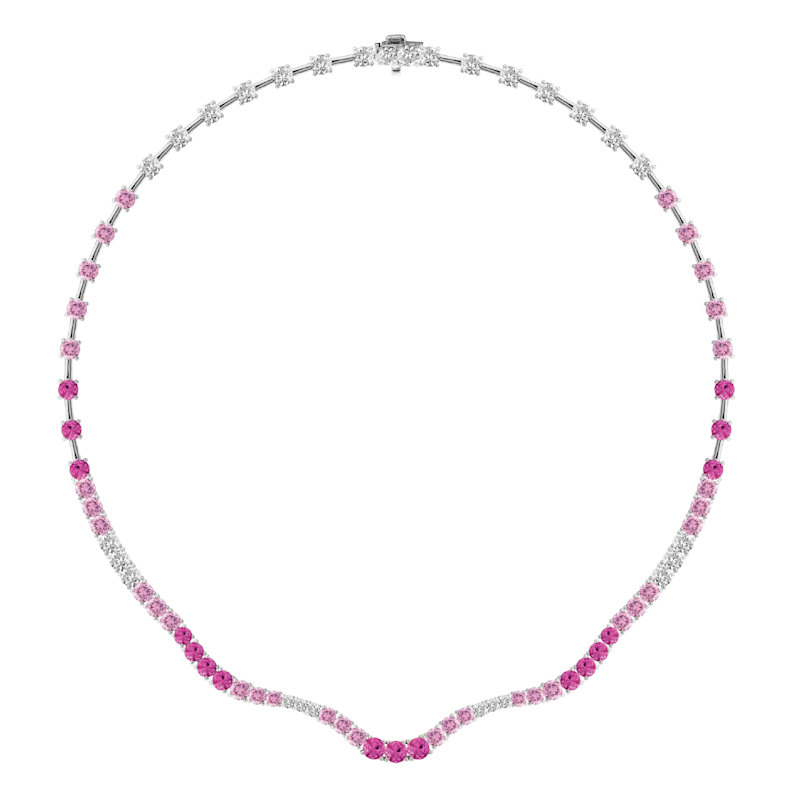 Thumbnail of Sierra Ridgeline Collar Necklace - Fuchsia Pink image