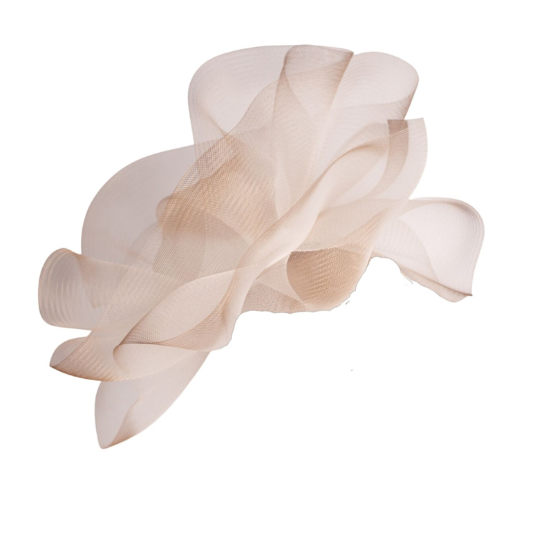 Thumbnail of Signature Ivory Crin Headpiece With Gold Edge Detail On Ivory Satin Headband image