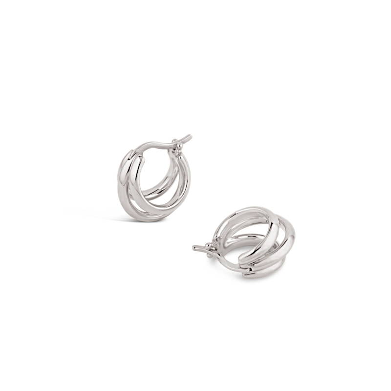 Thumbnail of Signature Silver Triple Huggie Hoops image