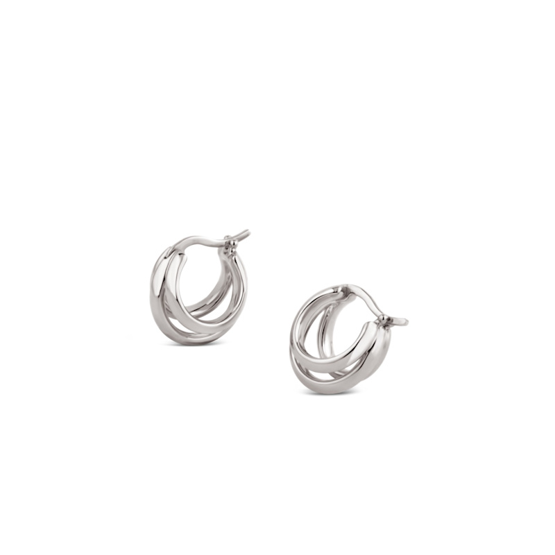 Thumbnail of Signature Silver Triple Huggie Hoops image