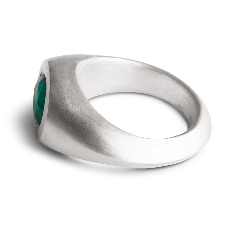Thumbnail of Signet Ring - Silver & Green Agate image