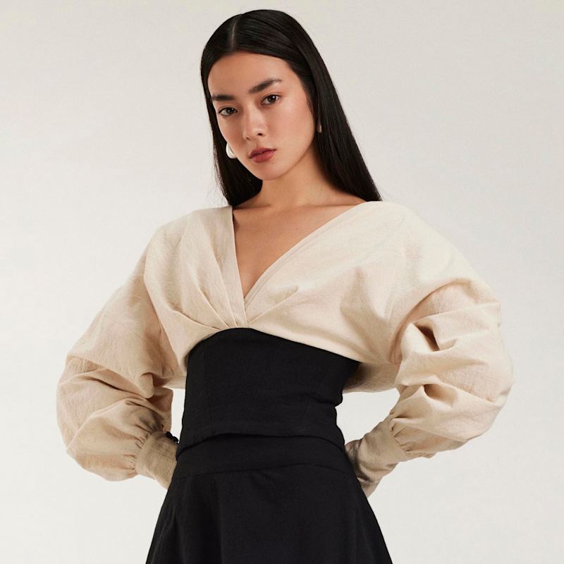Alina Cernatescu Cotton Corset Midi Dress - Black
