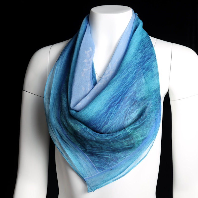 Thumbnail of Silk Square Scarf - Ocean And Sky - Blues & Teal image