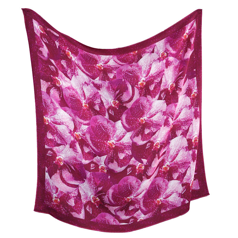 Thumbnail of Silk Square Scarf - Orchids - Pink To Deep Magenta image