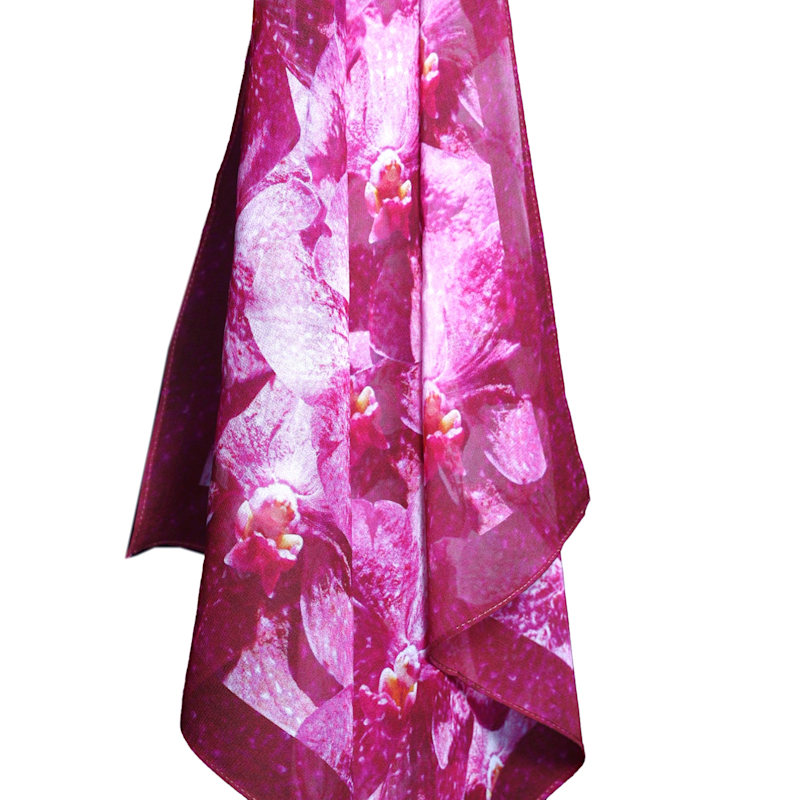 Thumbnail of Silk Square Scarf - Orchids - Pink To Deep Magenta image