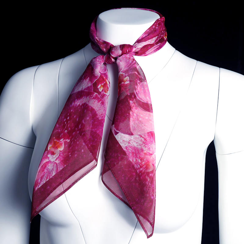 Thumbnail of Silk Square Scarf - Orchids - Pink To Deep Magenta image