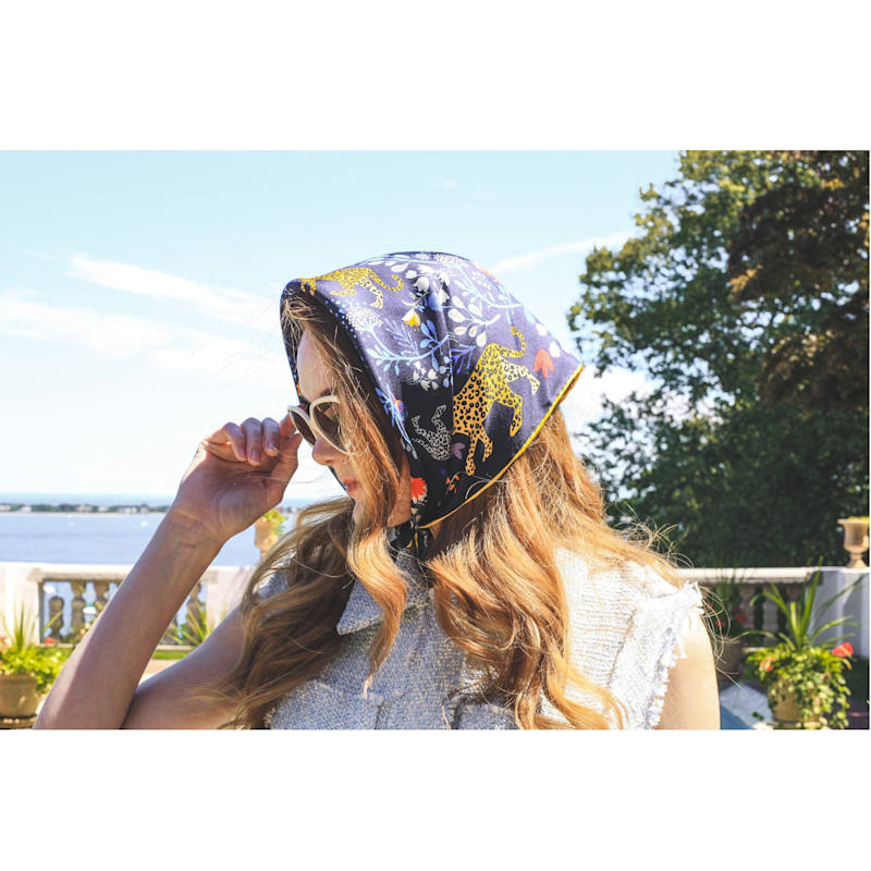 Thumbnail of Silk Bandana Of Amazon Rainforest Journey In Blue image