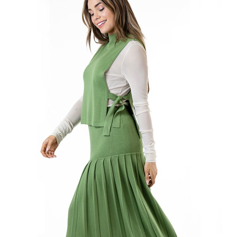 Zenzee Silk Cashmere Side Tie Women Sweater Women Vest - Green