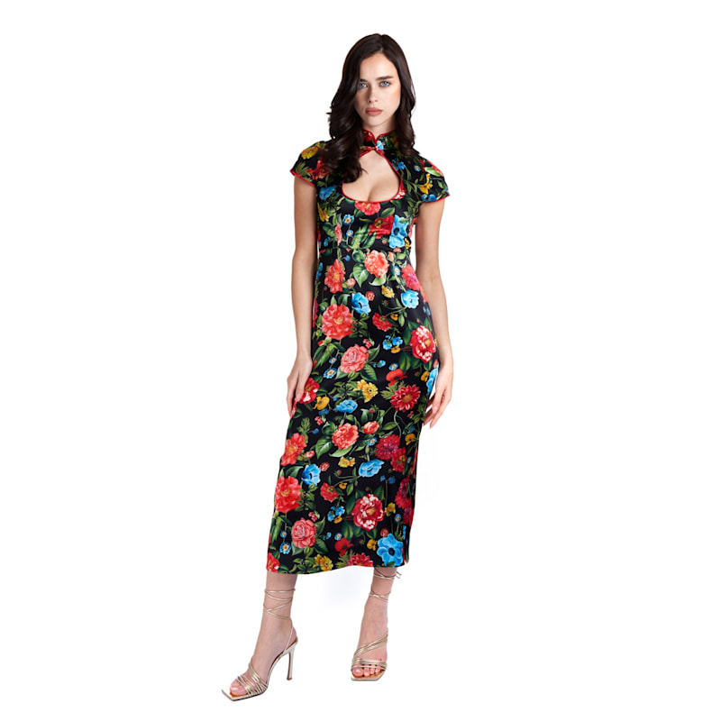 white christmas dresses Modern Black Qipao main image 1