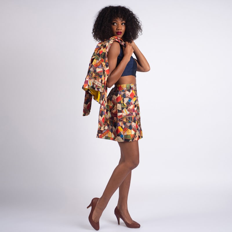 Thumbnail of Silk Cropped Blazer And Mini Skirt Set image