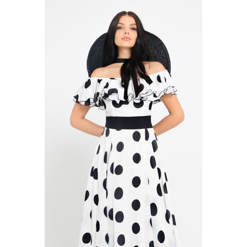 Thumbnail of 100% Silk Dress Scarlett Polka-Dots Midi image