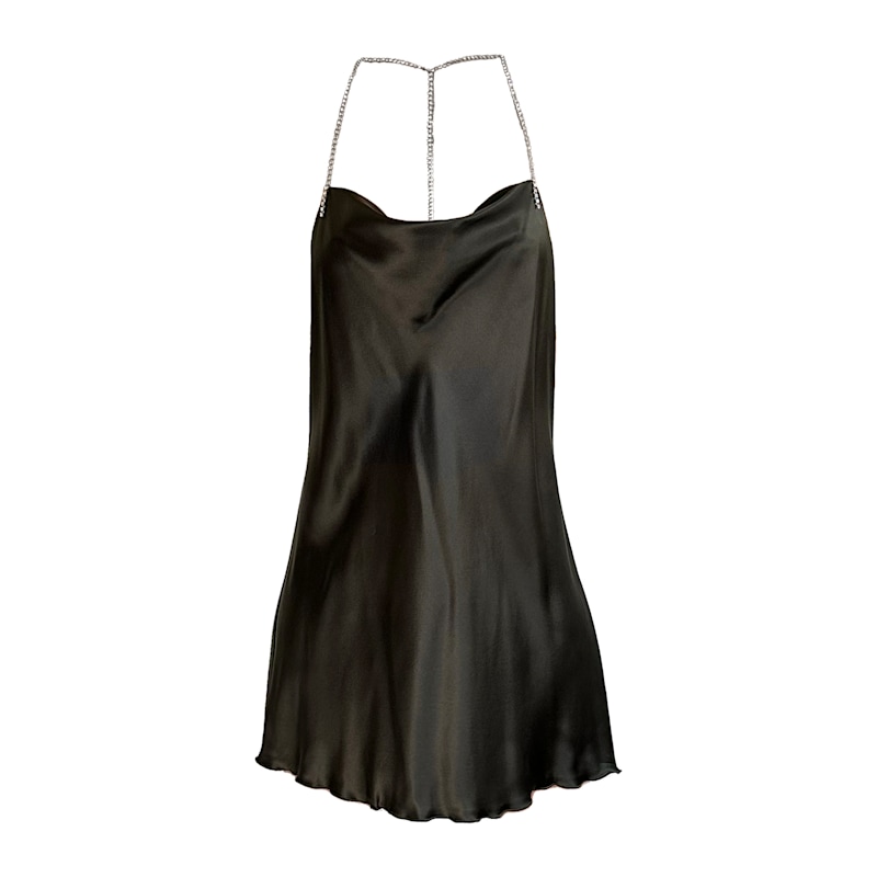 Thumbnail of Silk Mini Dress- Dark Olive image