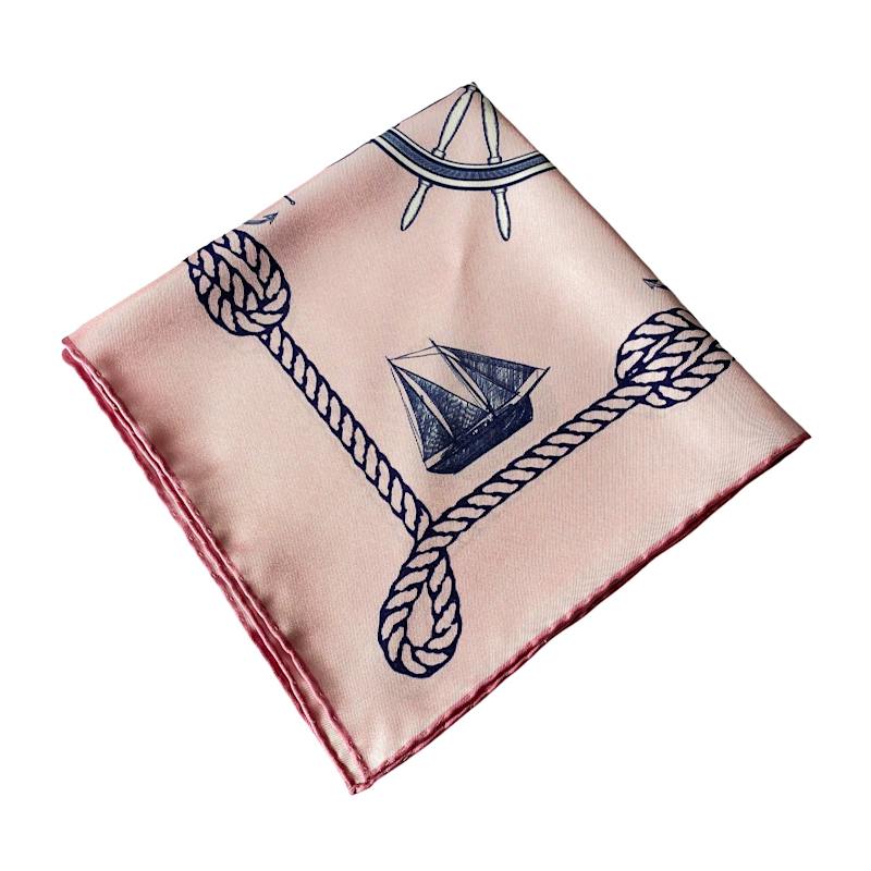 Thumbnail of Silk Twill Pocket Square Nautical Chic Pink image