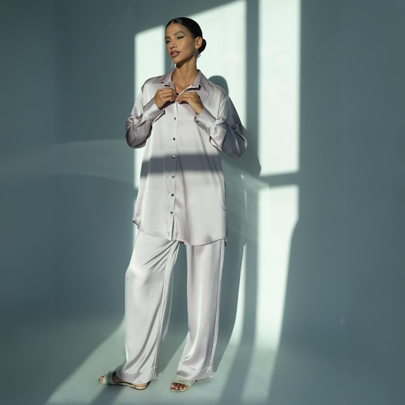 Silk Pants Set In Lavender MYKAFTAN Wolf & Badger — free download