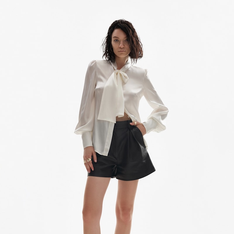 Thumbnail of Silk Pussy-Bow Shirt In Ivory image