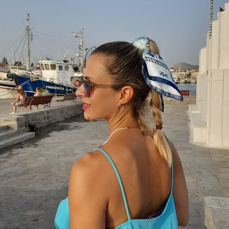 Thumbnail of Silk Scarf Nautical Chic Blue Color image