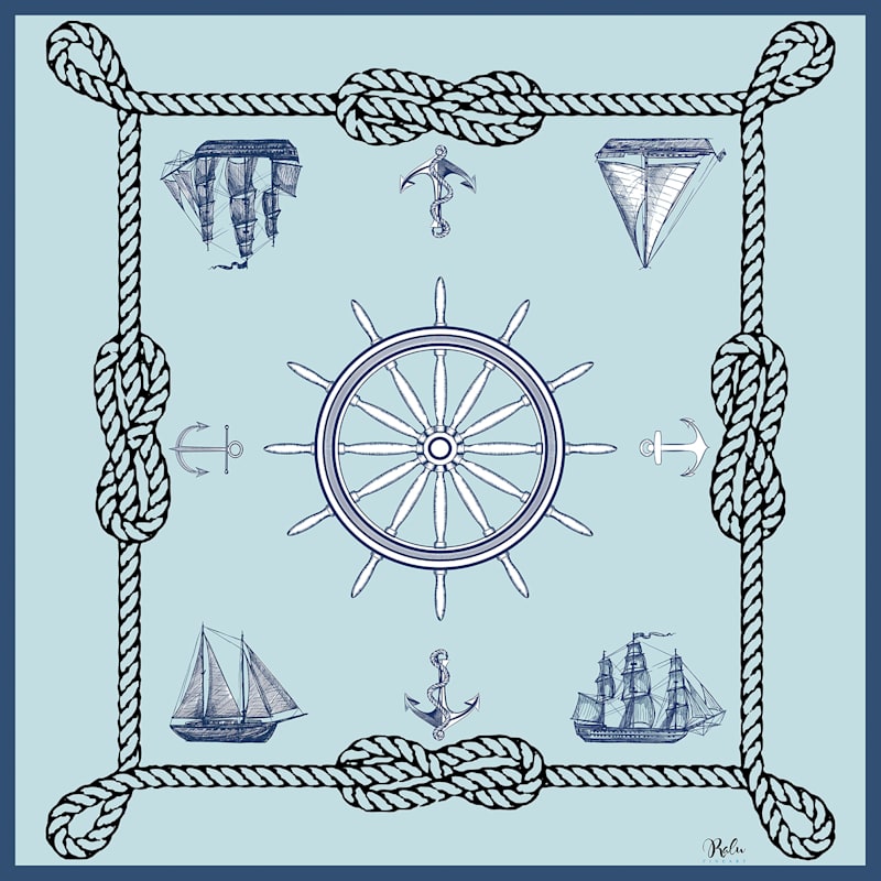 Thumbnail of Silk Scarf Nautical Chic Blue Color image