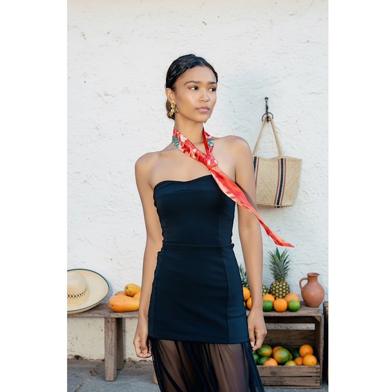 Thumbnail of Silk Skinny Scarf Crossing Red image