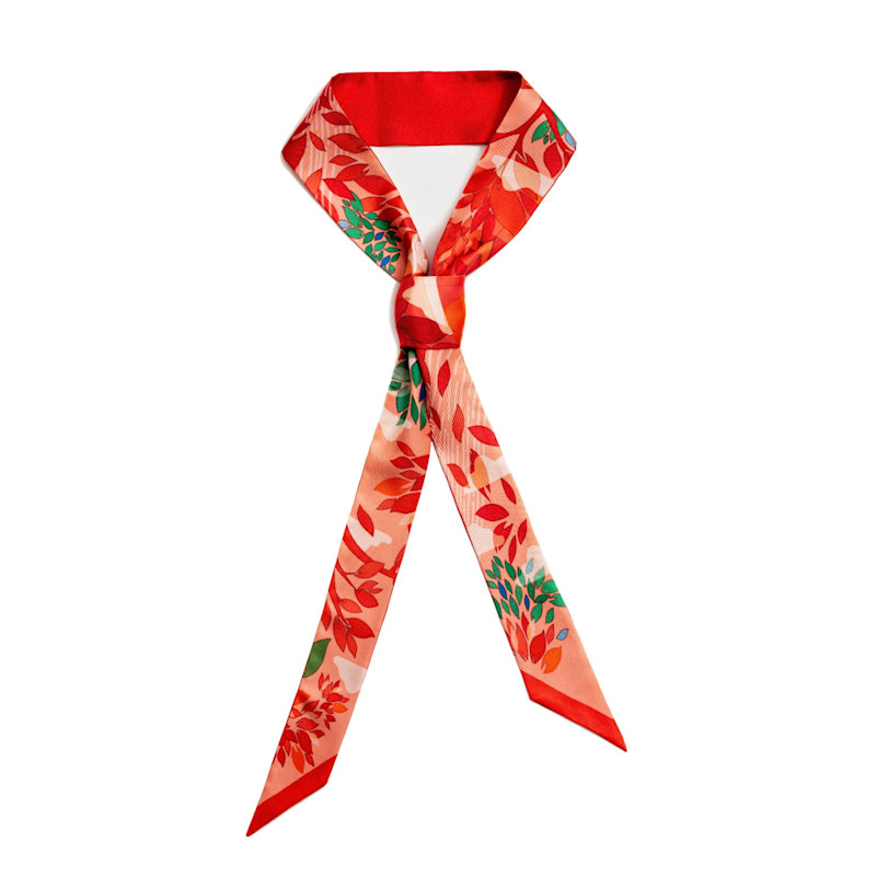 Thumbnail of Silk Skinny Scarf Crossing Red image