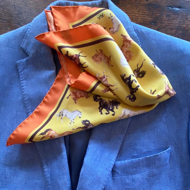 Thumbnail of Silk Twill Pocket Square With Horses image
