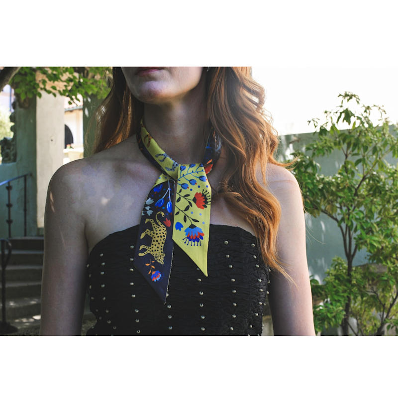 Thumbnail of Silk Skinny Scarf Of Amazon Rainforest Journey image