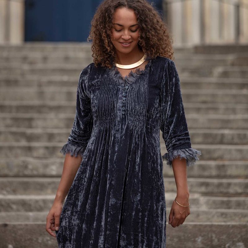slim fit dress slacks Grey Velvet Maxi Dress main image 1