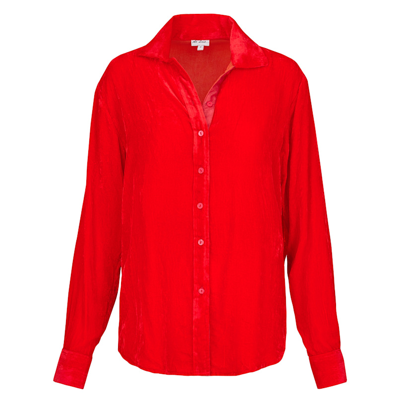 Thumbnail of Silk Velvet Karen Shirt In Hot Orange image