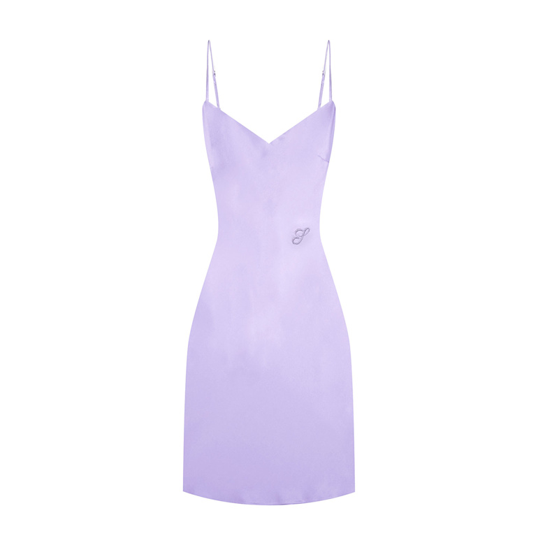 Silkinc Crystal Bias Cut V-Neck Mini Slip Dress in Purple | Silkinc | Wolf  & Badger