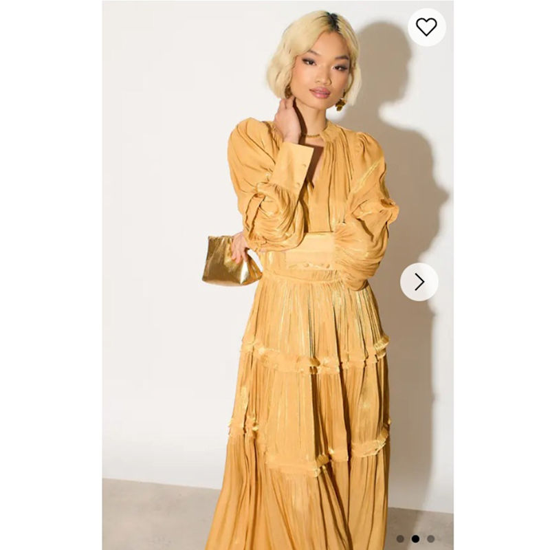 Silky Feeling Organza Dress With Ruffle Design In Yellow | CY Boutique |  Wolf & Badger