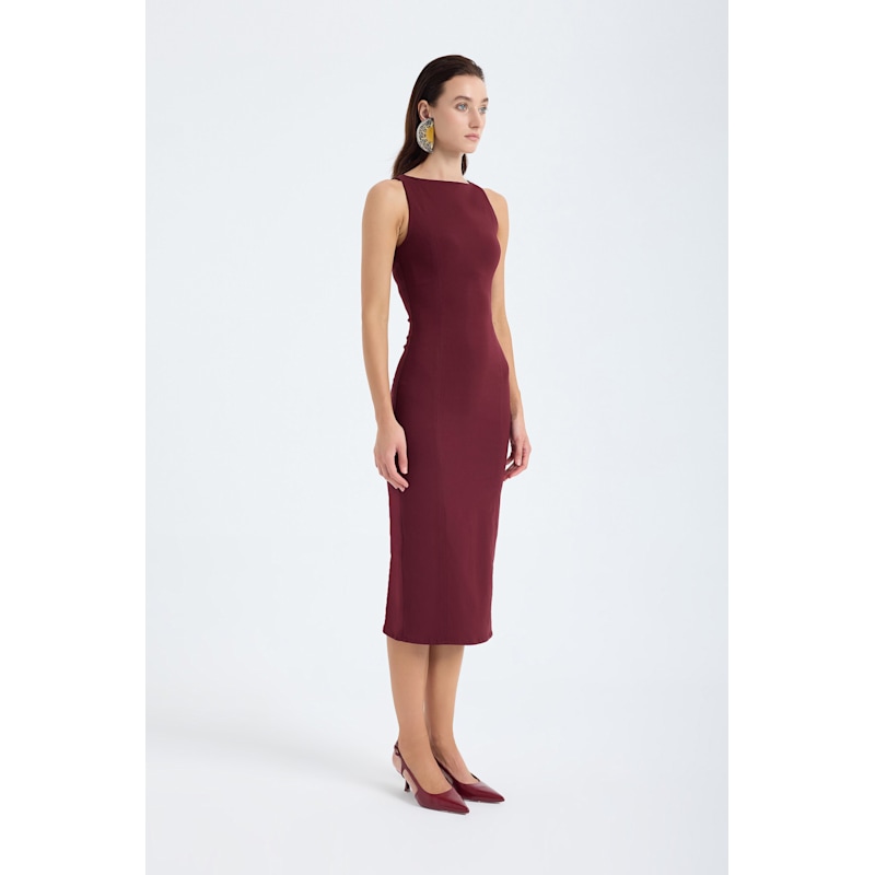 Silva Bodycon Midi Dress  Burgundy | MONLICIA | Wolf & Badger